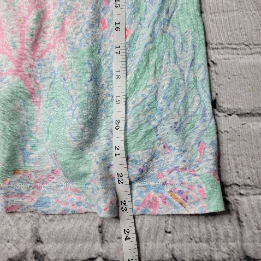 Lilly Pulitzer Mikela Short Sleeve Tshirt 100% Linen in Minty Fresh 20975 Size S - Picture 8 of 11